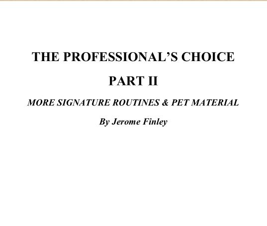 The Professionnal Choice II By Jerome Finley